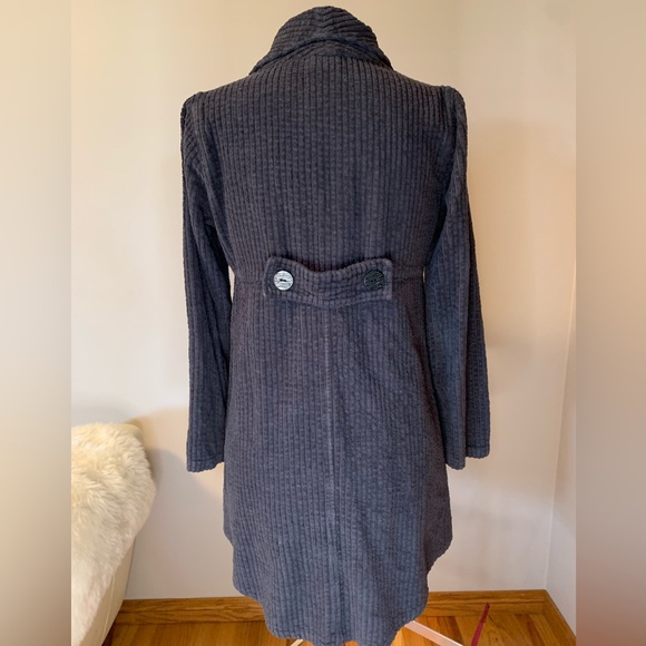 Corduroy comfy grey swing jacket. Flattering waist, side pockets, US made Cotton - Picture 3 of 5